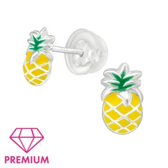 Children's Silver Pineapple Ear Studs - Picture 2 of 3